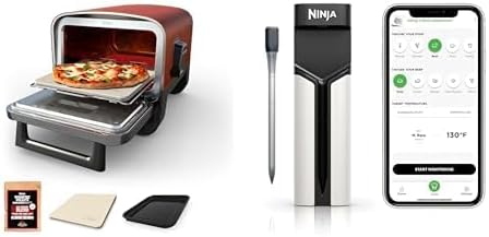 Ninja Outdoor Pizza Oven + ProChef Wireless Probe, Woodfire Series, for Indoor & Outdoor 8-in-1 Portable Electric Roaster Oven, Long Range Bluetooth App Connection, US Only